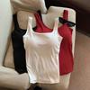 Camisola de otoño grande sin espalda en U con cinturón y almohadilla para el pecho para mujer, hermosa espalda, copa fija, ropa exterior, parte superior interior, ropa interior de base para mujer