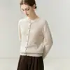 Cardigan Suéter Outerwear de Malha Quente com Gola Alta, Slimming, Manga Longa, Versátil, Fashionável, 100% Caxemira Pura