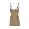Vestido Tubinho Sexy Puro Estilo Slim-Fit para Mulheres, Vestido Slip Bodycon Sexy de Nicho com Sutiã Embutido e Alças