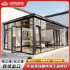 Invernadero de vidrio exterior, villa de acero ligero, casa prefabricada de patio, contenedor móvil, terraza en la azotea, sala de té residencial