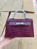Bolsa Kelly Estilo Crocodilo Retrô Europeia e Americana, Bolsa Feminina de Ombro Único Transversal de Alta Qualidade, Bolsa de Mão da Moda Leve de Luxo para Mulheres Venda por Atacado