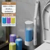 Escova de Banheiro Descartável para Banheiro Doméstico, Escova de Limpeza de Vaso Sanitário Montada na Parede com Cabeça de Escova Substituível