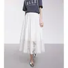 La Falda de Encaje Hueco Patchwork Color Blanco para Mujer, Nueva de Verano 2026, Elegante y Estilizada, Adelgazante