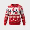 Suéter de Natal transfronteiriço mais vendido para homens e mulheres, outono e inverno, malha jacquard com floco de neve vermelho e rena, em estoque para comércio exterior