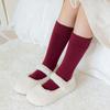 Calcetines de felpa para niños de media caña de color sólido calcetines apilados gruesos cálidos de invierno marrón retro largos de algodón para niños y niñas