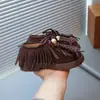 Zapatos Birkenstock retro con flecos para niñas, nueva colección primavera/otoño 2026, estilo británico, suela blanda, mocasines de moda para niñas pequeñas