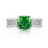Tiktok Mais Vendido Chamativo Colorido Pedra Preciosa Flor de Gelo Lapidada Quadrada Anel Padparadscha para Mulheres Moda Luxo Leve Anel de Diamante de Alto Carbono