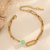 Pulsera Europea y Americana de Acero Inoxidable Estrella de Mar Acero Titanio Chapado en Oro de 18K Joyería para Mujer Pulsera de Circonias de Alta Gama Accesorios de Bambú