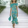 Sitio Independiente Transfronterizo Amazon Temu Moda Moderna Holgado de Un Hombro Manga Corta Vestido Verano Mujer Al por Mayor