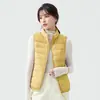 Chaleco Acolchado Transfronterizo Sin Costuras 2024 Invierno Nuevo Estilo Chaleco Ligero Corto Chaleco Chaqueta de Plumón de Pato Blanco para Niñas