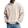 Sitio web independiente transfronterizo europeo y americano ropa de hombre, moda vintage estilo americano para hombre, chaqueta sencilla de color liso con tejido gofrado, cuello alto, con cremallera