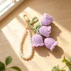 Llavero de cadena de perlas de ganchillo estilo Ins, accesorio para bolso, cadena de flores terminada, amuleto colgante femenino