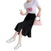 Falda de sirena de tamaño pequeño, longitud media, nueva colección de primavera, talla grande, forma de pera, cintura alta, adelgazante, falda negra de línea A