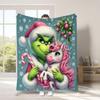 Manta Popular de Cuatro Estaciones Transfronteriza de Comercio Exterior Verde Navideño Peluda Grinch Manta de Franela Manta para Siesta con Aire Acondicionado