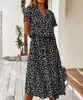 Moda Femenina Europea y Americana Verano 2026, Vestido Midi de Manga Corta con Estampado de Lunares Amazon AliExpress, Transfronterizo