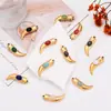 Nuevo Estilo de Lujo Ligero de Acero Inoxidable Transfronterizo Colgante de Cimitarra de Cuerno Incrustado con Piedras Multicolor Accesorios para Joyería DIY Collar