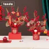 Kit de Materiales DIY Cubo de Bendición del Año Nuevo Chino, Frutas de la Fortuna, Fruta Roja de Acebo, Decoraciones de Año Nuevo, Adornos para Casa Nueva