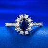Joias Mujing prata S925 novo safira 4*6 oval anel feminino luxo todo cravejado diamante moda versátil Estilo diário