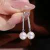 Accesorios DIY Plata de Ley S925 Pendientes de Perla Sencillos y de Moda Colgantes Montura Vacía Accesorios Aretes Hechos a Mano Montura de Plata 7-12