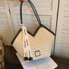Bolsa Tote de Grande Capacidade para Mulheres 2025 Nova Tendência Retrô Bolsa Satchel Bolsa de Palha Bolsa de Ombro Versátil Bolsa Tecida Bolsa para o Dia a Dia