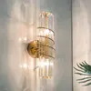 [Transfronteiriço] Luminária de Parede Cristalina Estilo Francês para Cabeceira de Cama, Luminária de Grade para Quarto, Sala de Estar, Parede de Fundo de TV, Decoração Dourada
