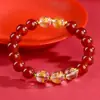 Pulsera de Ágata Roja Obsidiana Tres en Uno Seis en Uno Cristal Blanco Animal del Zodiaco Año Animal Cuentas de Transferencia Pulseras para Hombres y Mujeres