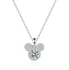 Collar Redondo de Mickey en Plata de Ley S925 para Mujer con Colgante de Moissanita de 1 Quilate, En Stock para Ventas en Vivo de Tiktok