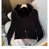 Abrigo Suéter de Rayas Verticales con Cuello de Piel Estilo Retro Americano para Mujer, Nuevo Cardigan de Punto con Doble Cremallera Estilo Perezoso Otoño e Invierno