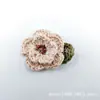 Crochê de algodão puro fita floral de duas camadas folha peças florais tricotadas à mão acessórios de decoração de roupas DIY elásticos de cabelo e acessórios de cabelo femininos