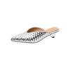 Moda Francesa Elegantes Sandalias Mocasines de Verano para Mujer con Puntera Dorada Tejida de Tacón Medio