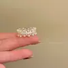 Anillo de Encaje Exquisito con Forma de Corazón de Pedrería Perla Japonés Coreano Simple Versátil Anillo de Dedo Versátil Femenino Apilamiento