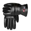 Luvas de Couro Masculinas de Inverno com Tela Sensível ao Toque, Acolchoadas com Veludo e Espessas para Prevenir o Frio, Quentes e à Prova de Vento, Antiderrapantes, Grandes de Algodão, Atacado