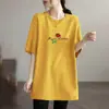 Camiseta de Manga Corta de Longitud Media Talla Grande para Mujer, Nuevo Estilo de Comercio Exterior Verano 2026, Corte Holgado, Adelgazante, Cubre las Caderas Top