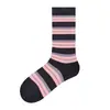 Calcetines Rayados Retro de Bloques de Color a Media Pantorrilla para Mujer, Alta Elasticidad, Puntera Sin Costuras, Calcetas Holgadas, Adelgazantes, Versátiles, Calcetines de Algodón Transpirables para Primavera y Verano