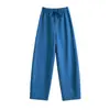 Pantalones nuevos de otoño para mujer: Pantalones largos deportivos casuales y cálidos, mezcla de algodón Lyocell, cintura elástica, pierna ancha, corte holgado