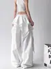 Pantalones Blancos para Mujer, Estilo Delgado de Verano 2025 Diseño de Falda en Capas Ropa de Trabajo Pantalones Casuales Nicho para Mujer Empalme