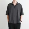Camisa Casual de Manga Corta para Hombre, Camisa de Verano Estilo Coreano Moderna, Camisa Chaqueta Holgada de Talla Grande Estilo Hong Kong Japonés de Media Manga