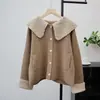 2025 Nuevo Otoño e Invierno Solapa Estilo Coreano Holgado Tejido Doble Cara Lana Cárdigan Diseño Suéter Chaqueta Pequeña Fragante para Mujer
