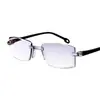 Gafas de lectura bifocales anti-luz azul de borde cortado color café 2021, zoom inteligente de doble uso para lejos y cerca, diseño estilo chino