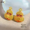 Colgante de collar dorado con diseño de muaré, estilo retro, con diseño de gotas de aceite de color y hueco en forma de calabaza, joyería Fulu