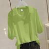 Camisa de Manga Corta con Cuello en V para Mujer, Estilo Delgado de Verano, Nueva Versión Coreana 2026, Corte Holgado, Tallas Grandes, Adelgazante, Versátil, Casual, Top de Nicho