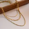 Collar de Cadena Cruzada en O Apilable Dorado Transfronterizo Europeo y Americano Más Vendido, Cadena para Clavícula Elegante, Estilizado y de Alta Gama