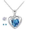 Colar de Coração Azul Marinho Feminino Estilo Coreano Luxo Leve Nicho Pingente de Coração Corrente Simples Elegante para Clavícula terno Atacado