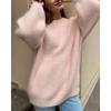 Suéter de Imitación de Visón Transfronterizo Europeo y Americano para Otoño e Invierno para Mujer, Estilo Perezoso, Holgado, Tejido Súper Suave de Manga Larga para Mujer, Versátil