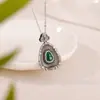 Yuebao Joias Jade Verde Prata Esterlina S925 Cabaça Mantra de Seis Palavras Ruyi Retro Nicho Estilo Étnico Pingente Atacado