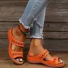 Comercio Exterior Verano Nuevas Sandalias Mujer Transfronterizo Comercio Exterior Talla Grande Simples Bordadas Caladas Sandalias Transpirables Pantuflas Mujer