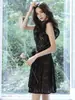 Yang Xiaojuan 2026 Primavera/Verão Estilo Francês Renda Solúvel em Água Crochê de Folhas Vestido Romântico com Mangas Volumosas Roupas Femininas