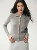 Cárdigan de punto retro y suave 100% cachemira para mujer, con un pequeño cuello Peter Pan, perfecto para llevar solo o como capa, creando un efecto adelgazante