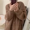 Suéter de punto retro para mujer, estilo coreano, nuevo, otoño e invierno, color sólido, diseño de temporada, estilo perezoso, combina con todo, chaqueta tipo cárdigan