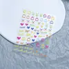 Arte de Unhas Dopamina Adesivos em Relevo Linhas Círculos Tulipas Letras Corações 3D Estilo Japonês Adesivo Fofo